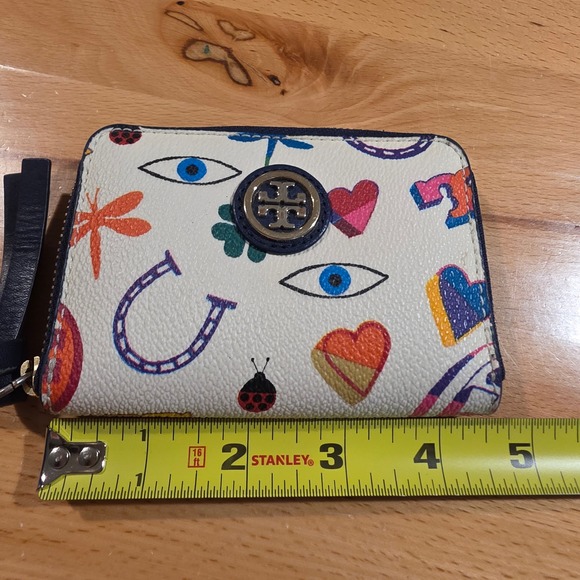 Tory Burch Lucky Charms Card Pouch Wallet White Multi Color - Picture 5 of 9